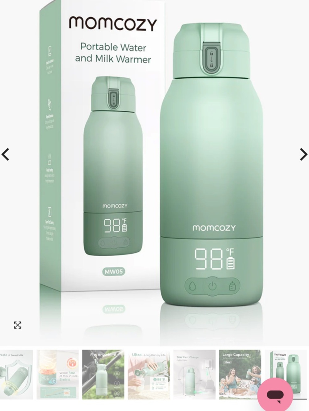 Momcozy Portable Water and Milk Warmer - Mint Green